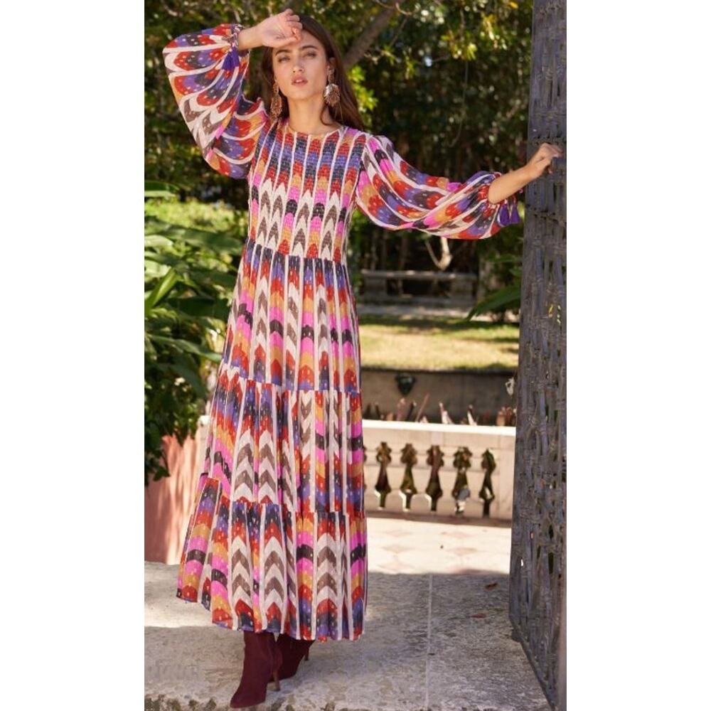 Oliphant Milano Smocked Long Sleeve Blouson Fall Maxi Midi Dress Tuckernuck - Picture 3 of 10